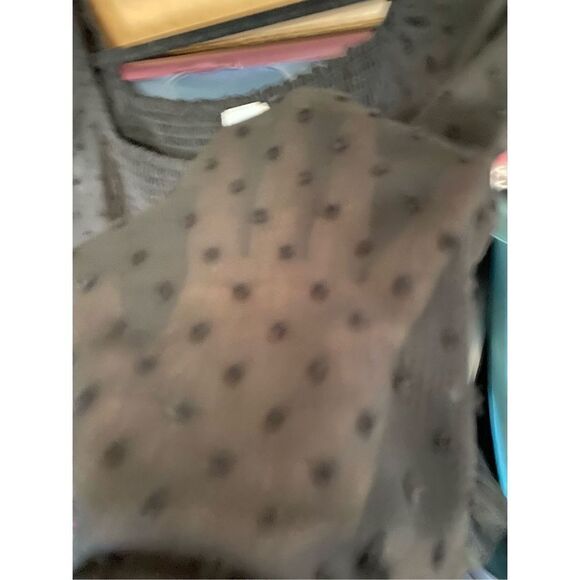 Lush Swiss dot .women’s sheer black blouse, size XL. - Picture 4 of 6